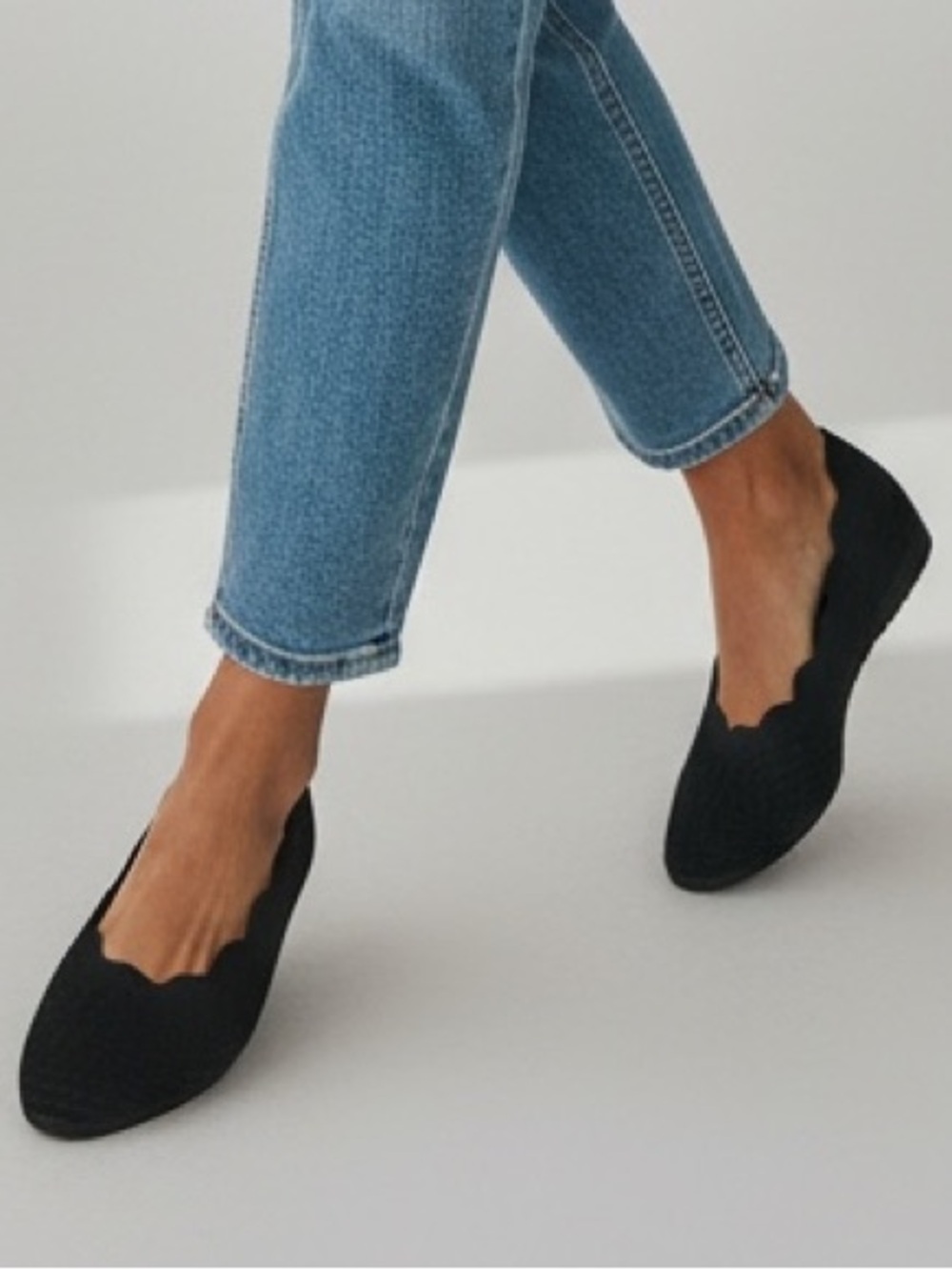 Skechers Black Knit Slip-On Flats with Memory Foam